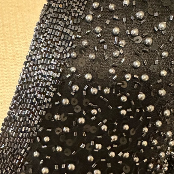 SOLD - Mac Duggal Long Sleeve Beaded Gown - Picture 7 of 9